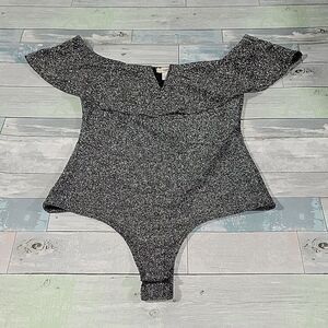 Marci Silver & Black Sparkle Body Suit sz Large